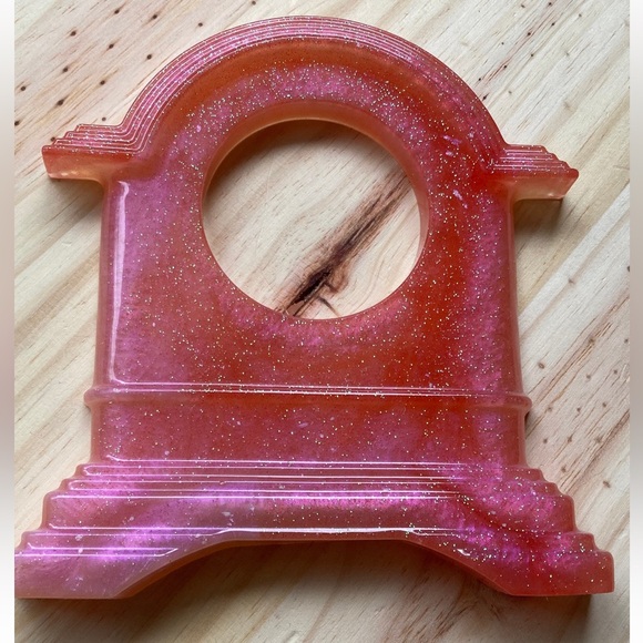 Iridescent pink glitter desk clock - Picture 2 of 2